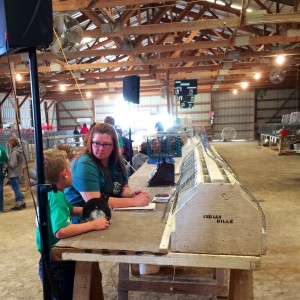 Here is Caleb meeting with the judge for showmanship. He nailed it!
